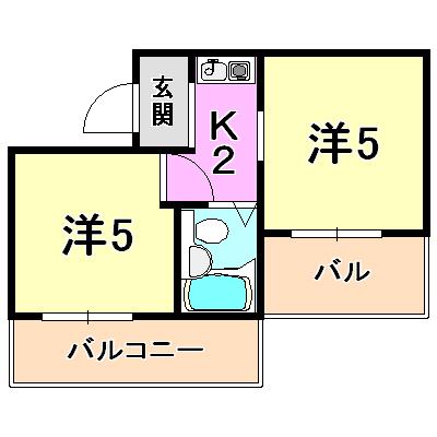 アメニティ東神戸5番館(2K/2階)の間取り写真