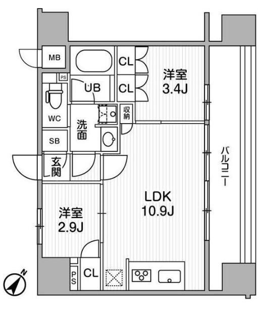 NIDO SUGAMO(2LDK/5階)の間取り写真