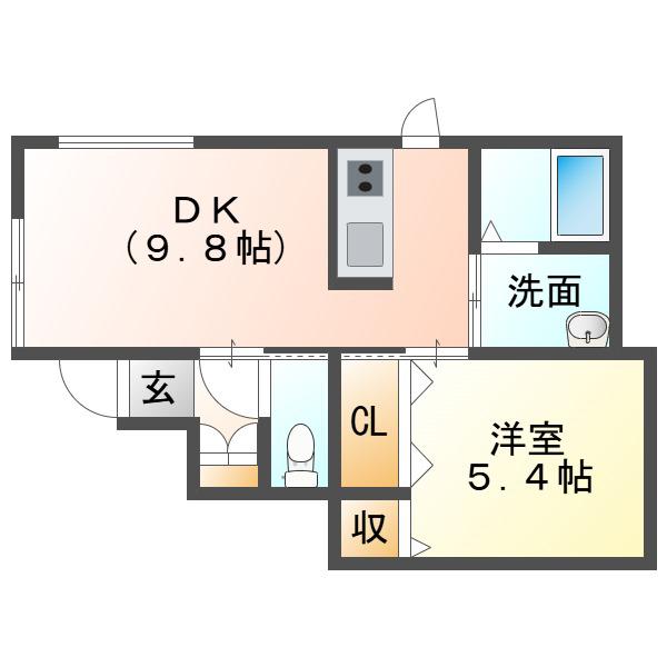 クラフト緑町(1DK/1階)の間取り写真