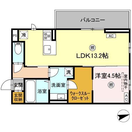 クロッカス千原台(1LDK/3階)の間取り写真