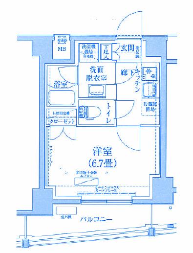 アイルプレミアム横浜ウエスト(1K/1階)の間取り写真
