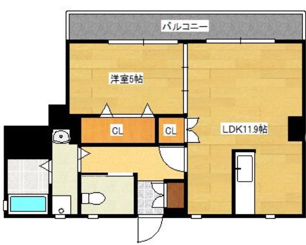 ロイヤルタワー花畑駅前(1LDK/5階)の間取り写真