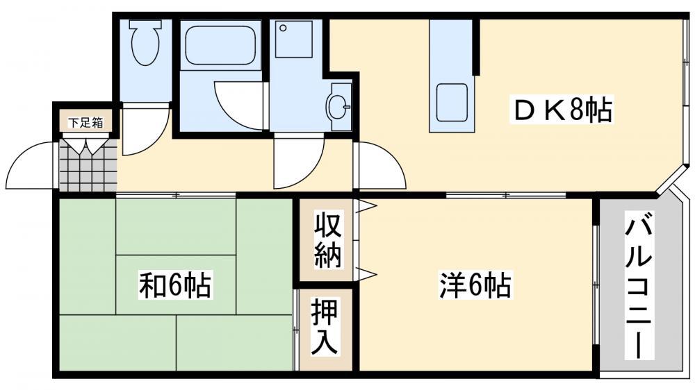 サンシティ小石(2DK/1階)の間取り写真