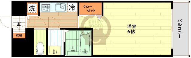 プレサンス松屋町ヴェルデス(1K/6階)の間取り写真