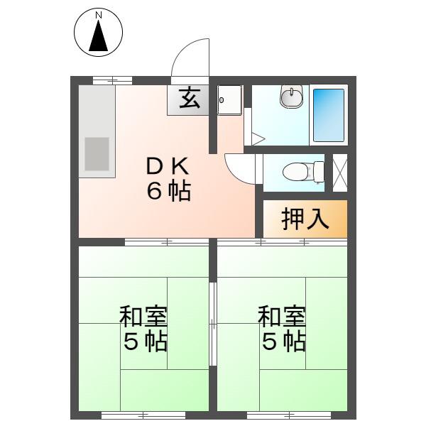 三鈴ハイツ(2DK/1階)の間取り写真