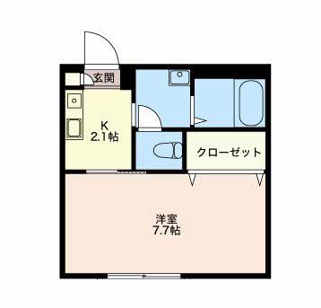 ベルツリー(1K/1階)の間取り写真