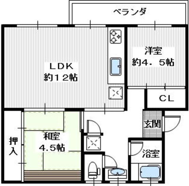 狭山26号棟(2LDK/5階)の間取り写真