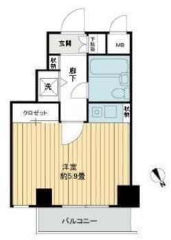 グラチアトルリ(1K/4階)の間取り写真