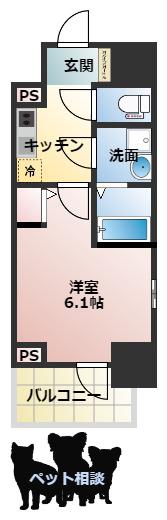 エスリードレジデンス大阪本町(1K/14階)の間取り写真