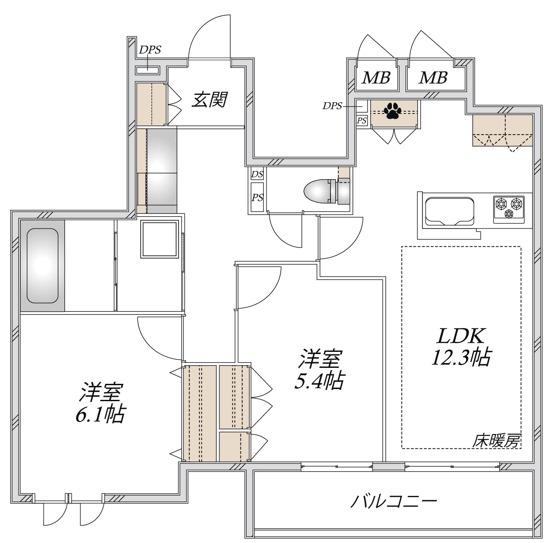 デルニエール(2LDK/3階)の間取り写真