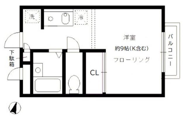 ステラコート(ワンルーム/2階)の間取り写真