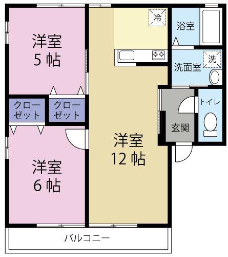 レトアREINBOW A(2LDK/1階)の間取り写真