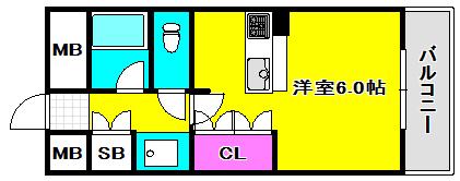ベルグリーン熊内(1K/4階)の間取り写真