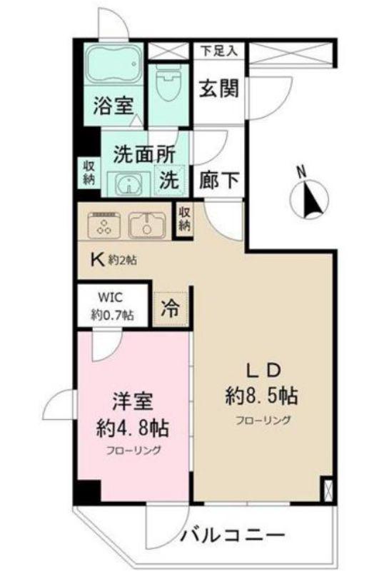 リテラス九段南 旧サクレ九段上(1LDK/8階)の間取り写真