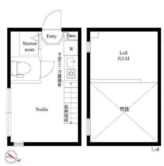 ハーモニーテラス西小岩V(ワンルーム/2階)の間取り写真