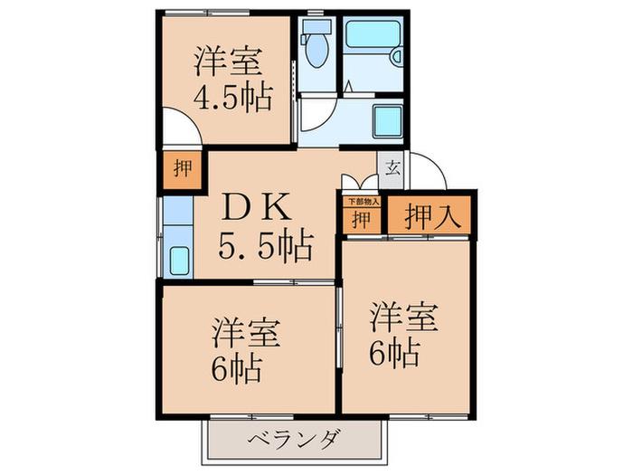 プレジールユウ(3DK/2階)の間取り写真
