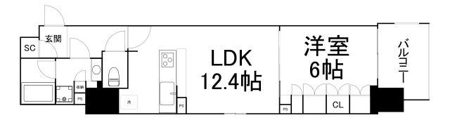 アーバネックス心斎橋(1LDK/8階)の間取り写真
