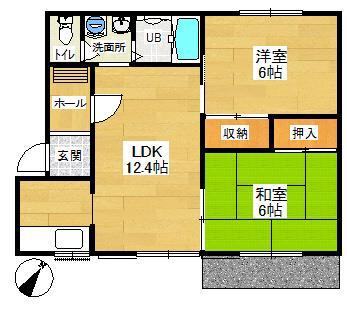 サニーハイム狭山(2LDK/1階)の間取り写真