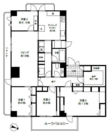 ヒルトップ道灌山(4LDK/3階)の間取り写真