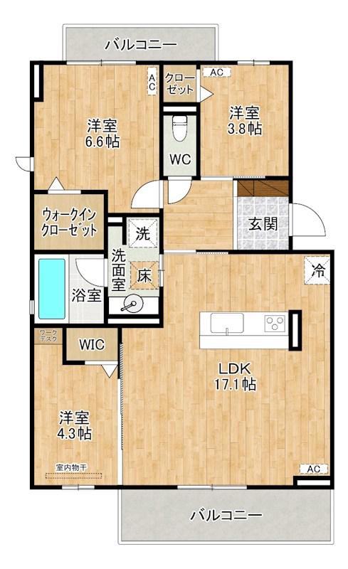 D-ROOM HILLS 泉台(3LDK/2階)の間取り写真
