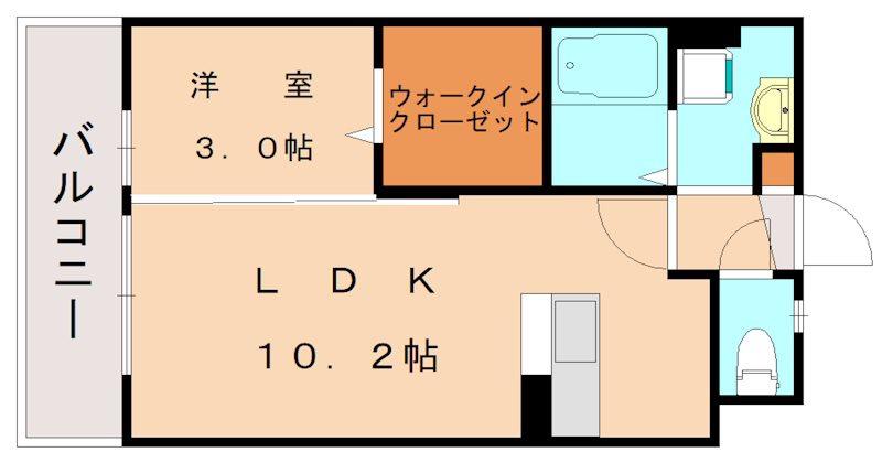 オーク上富野(1LDK/1階)の間取り写真