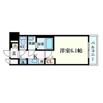 プレサンス松屋町ファステ(1K/2階)の間取り写真