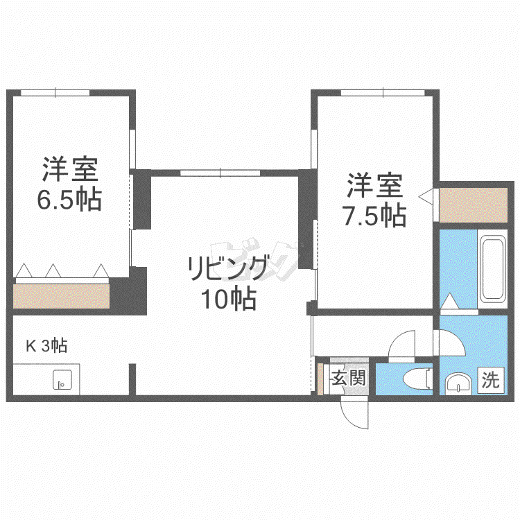 リベルティ南平岸(2LDK/1階)の間取り写真