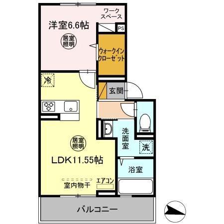 D-ROOM公津の杜A棟(1LDK/2階)の間取り写真