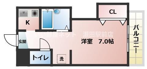 メゾン東大津(ワンルーム/3階)の間取り写真