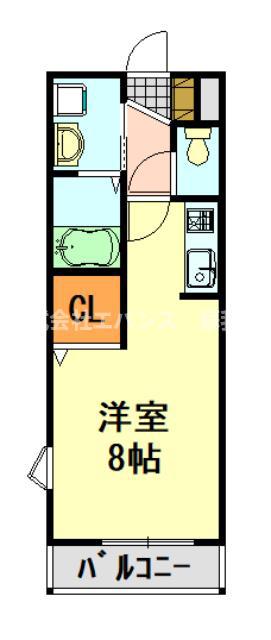 ラッキーベル鈴幸 B(ワンルーム/2階)の間取り写真