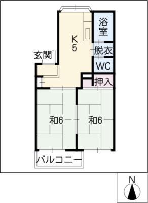 モナーク山清(2K/2階)の間取り写真