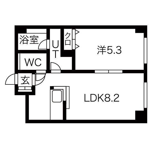 ラ・アムール白石(1LDK/3階)の間取り写真