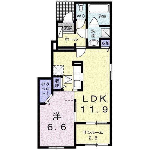 COLORS I(1LDK/1階)の間取り写真