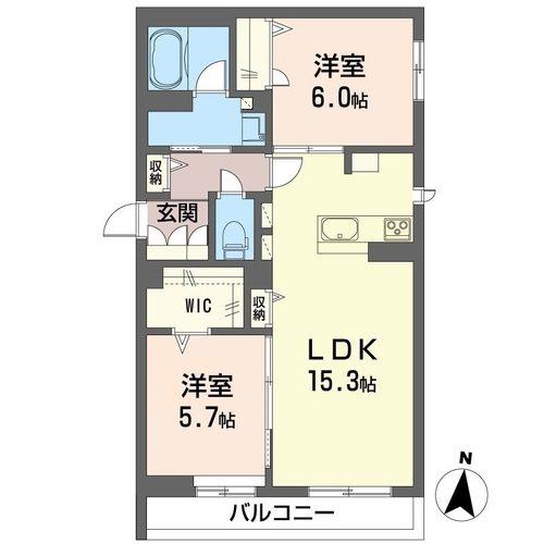プラム シトレース(2LDK/2階)の間取り写真
