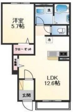 白鳥台3丁目アパート(1LDK/1階)の間取り写真