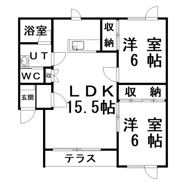 ハイツ陽光(2LDK/1階)の間取り写真