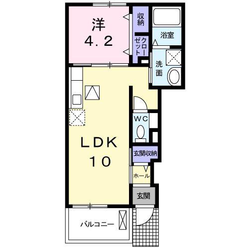 ミラーコロ(1LDK/1階)の間取り写真