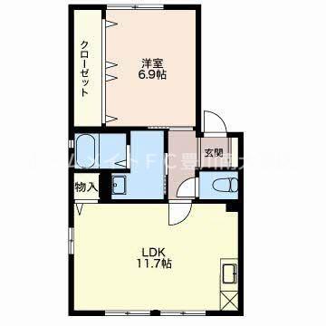 ファミーユ豊が丘 C棟(1LDK/1階)の間取り写真