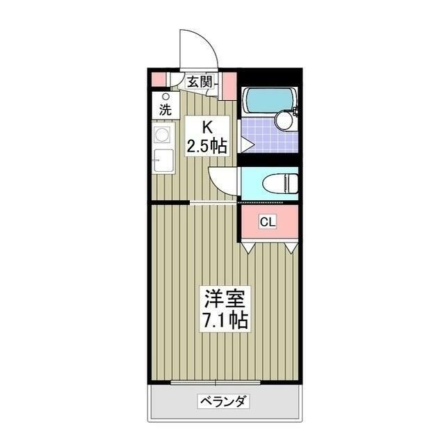 パステルハイツ厚木(1K/2階)の間取り写真