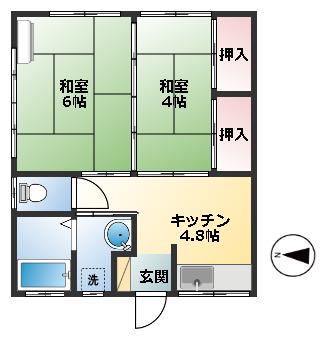 コーポ西田(2K/2階)の間取り写真