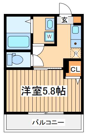 メルディア稲城(1K/2階)の間取り写真