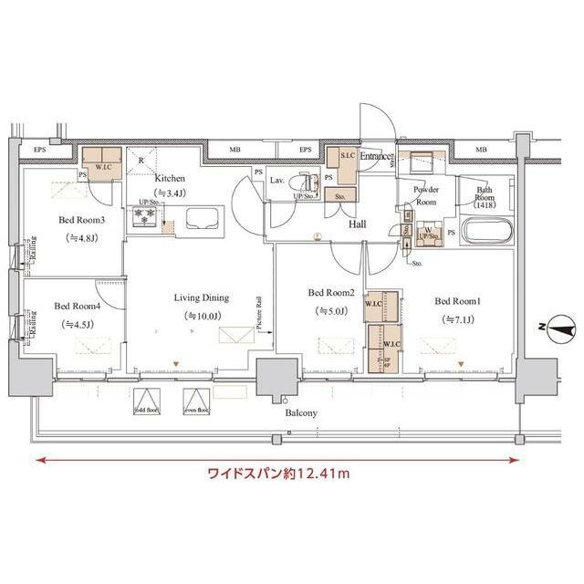 ブランシエスタ木場 部屋番号0410(4LDK/4階)の間取り写真