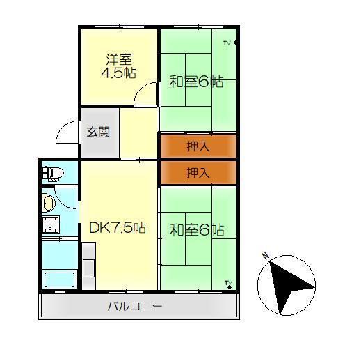 白岳コーポラス(3DK/2階)の間取り写真