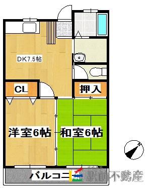 明和ハイツ(2DK/2階)の間取り写真