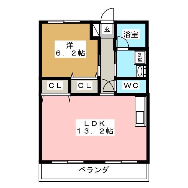 ガーデン藤岡(1LDK/3階)の間取り写真