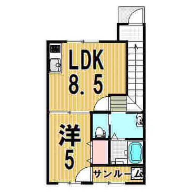 リップスII直江(1LDK/2階)の間取り写真