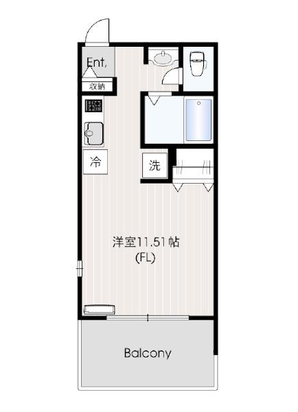 グリシーヌ(ワンルーム/2階)の間取り写真