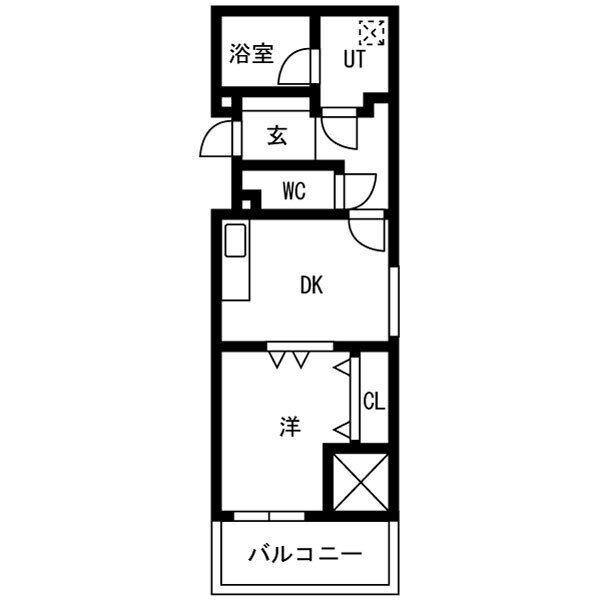 サンローズ本町(1DK/3階)の間取り写真