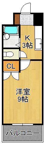 ウインズ浅香I(1K/6階)の間取り写真