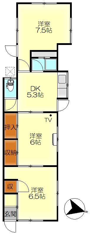 清水2丁目EHAP右(2DK/1階)の間取り写真